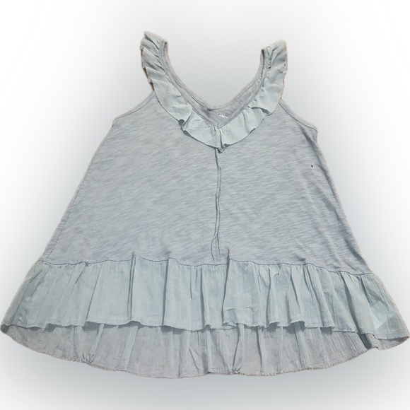 NWOT American Eagle Outfitters AE Sage Green Ruffle Peplum Hem V Neck Tank Top S - Picture 7 of 11